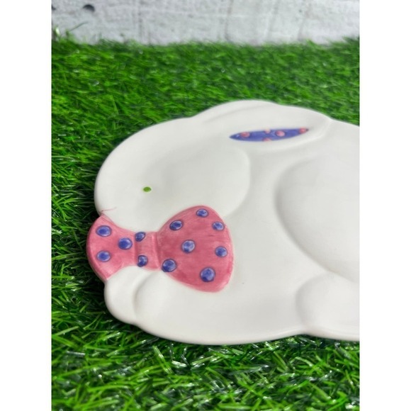 Department 56 Bunny Rabbit Glazed Ceramic Plate Easter - Picture 2 of 4